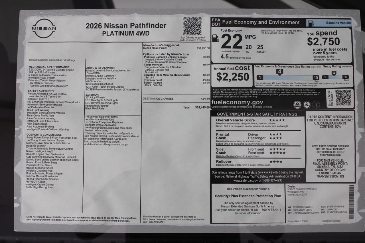 2026 Nissan Pathfinder Platinum Manassas VA