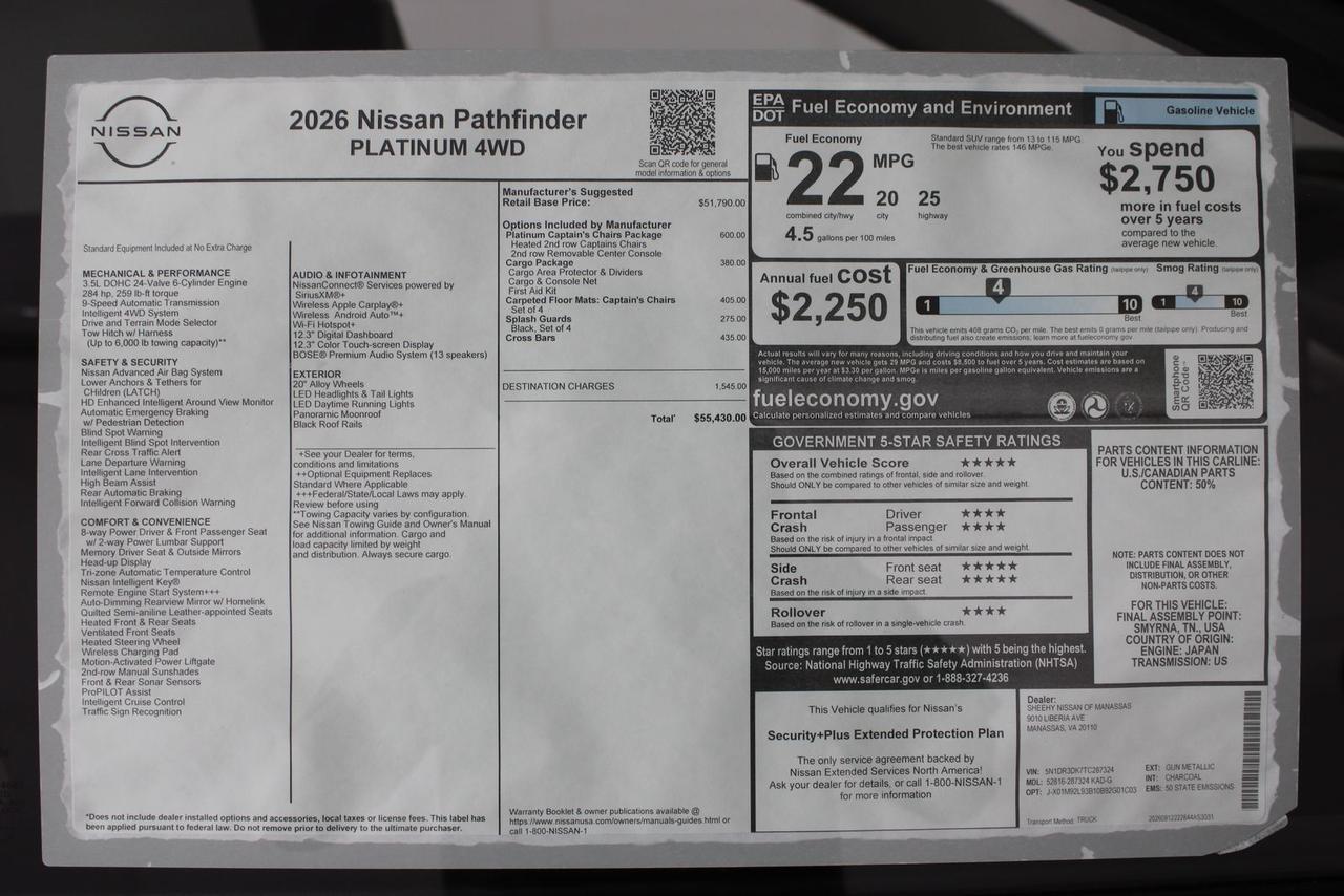 2026 Nissan Pathfinder Platinum Manassas VA