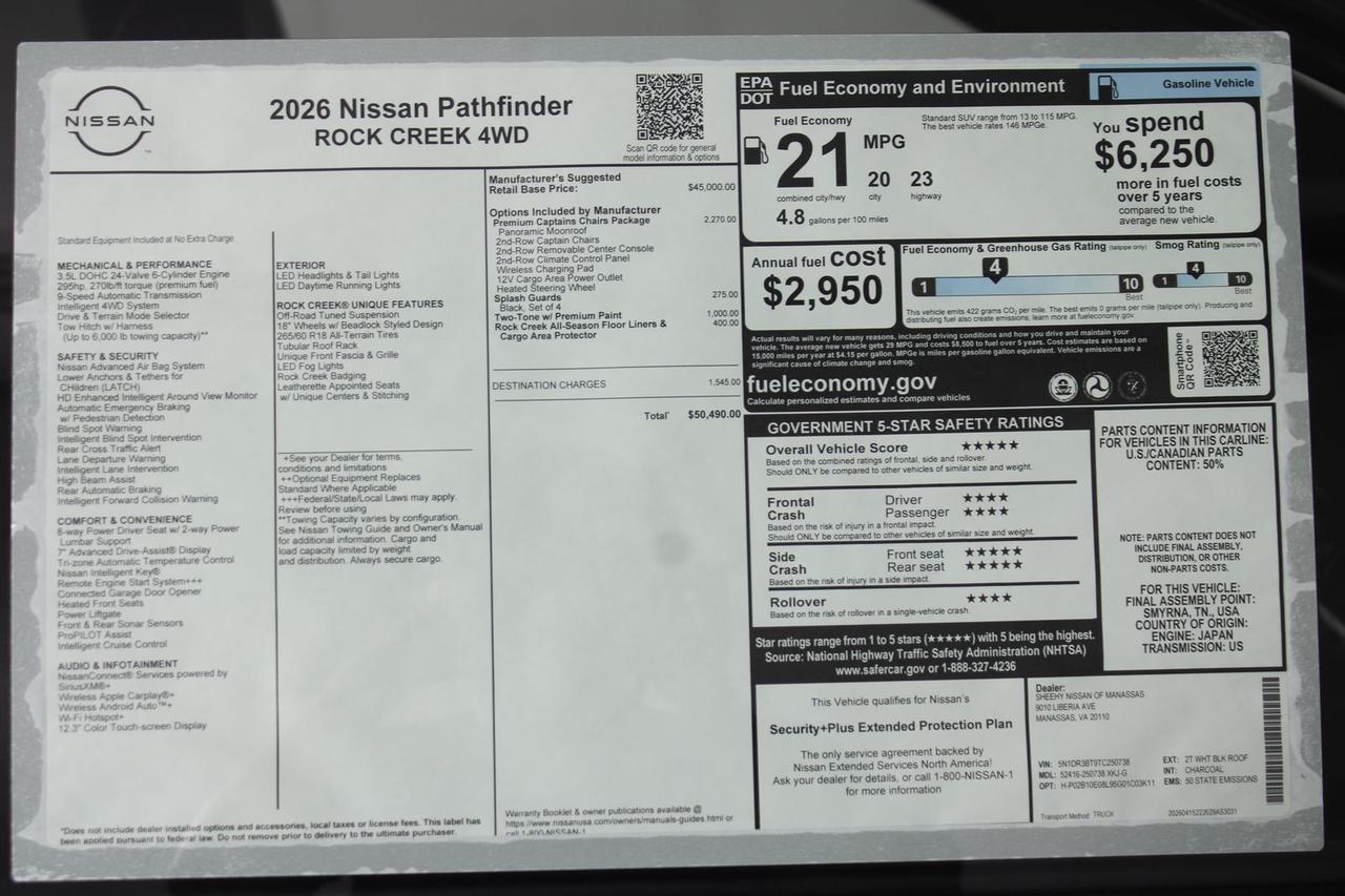2026 Nissan Pathfinder Rock Creek Glen Burnie MD