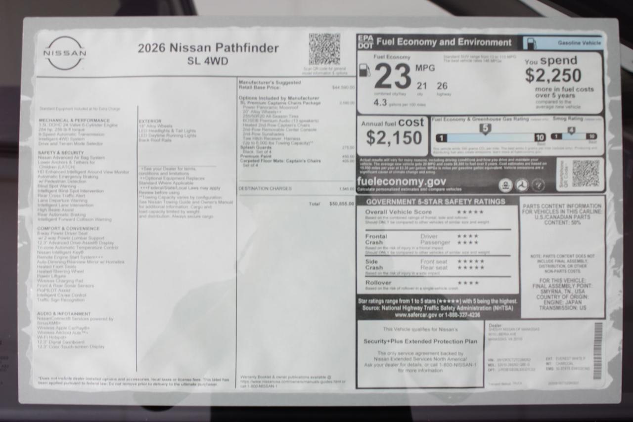 2026 Nissan Pathfinder SL Manassas VA
