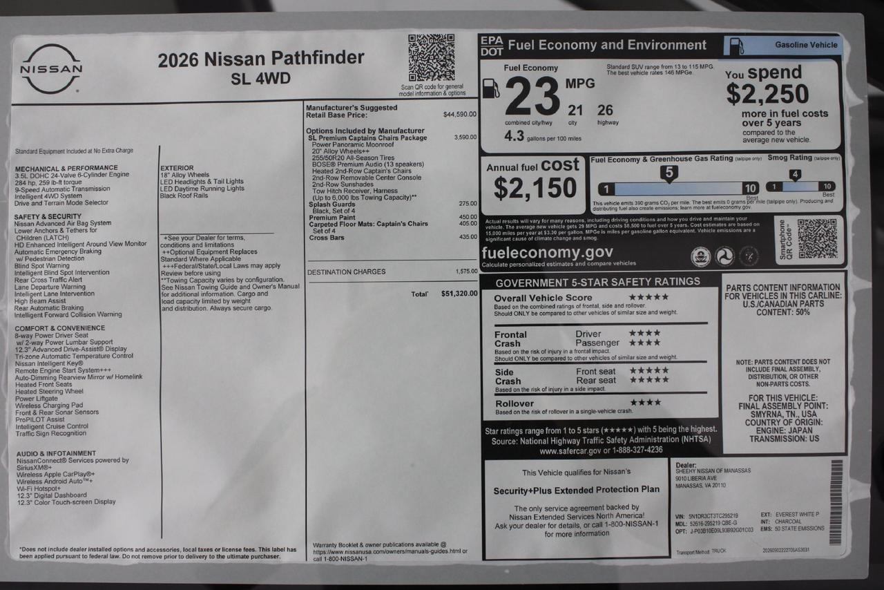 2026 Nissan Pathfinder SL Manassas VA