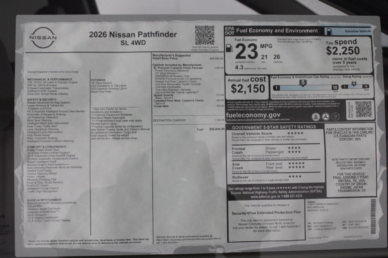 2026 Nissan Pathfinder SL Manassas VA