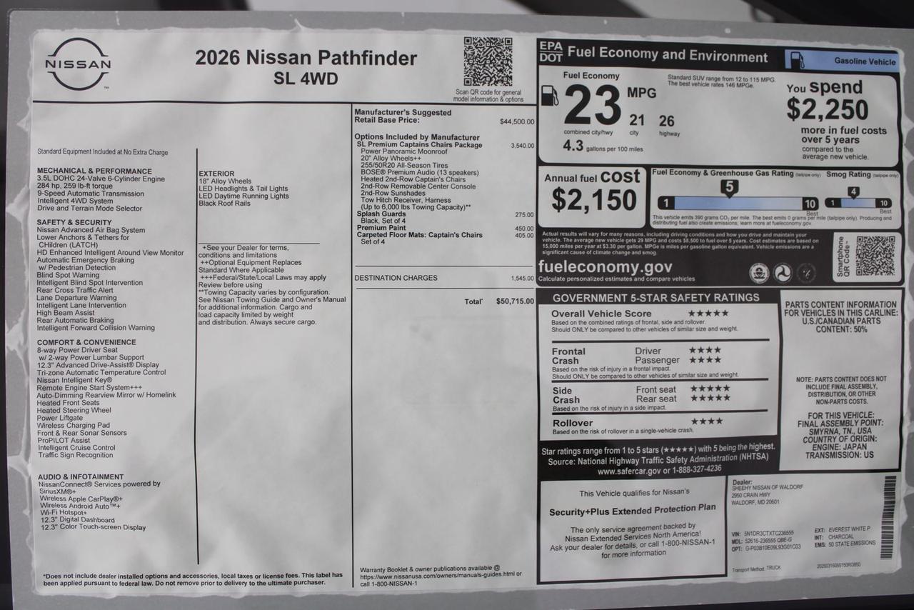 2026 Nissan Pathfinder SL Manassas VA