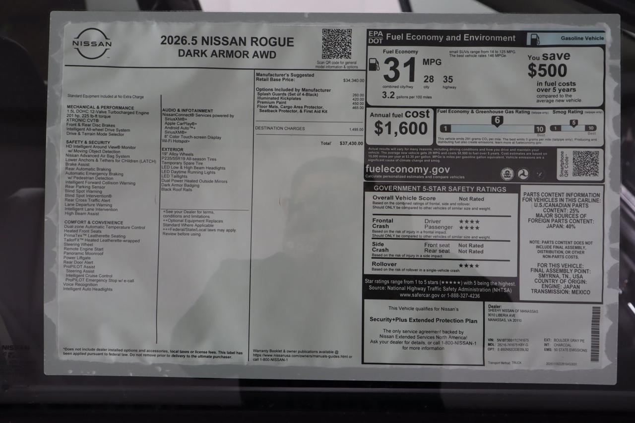 2026 Nissan Rogue Dark Armor Manassas VA