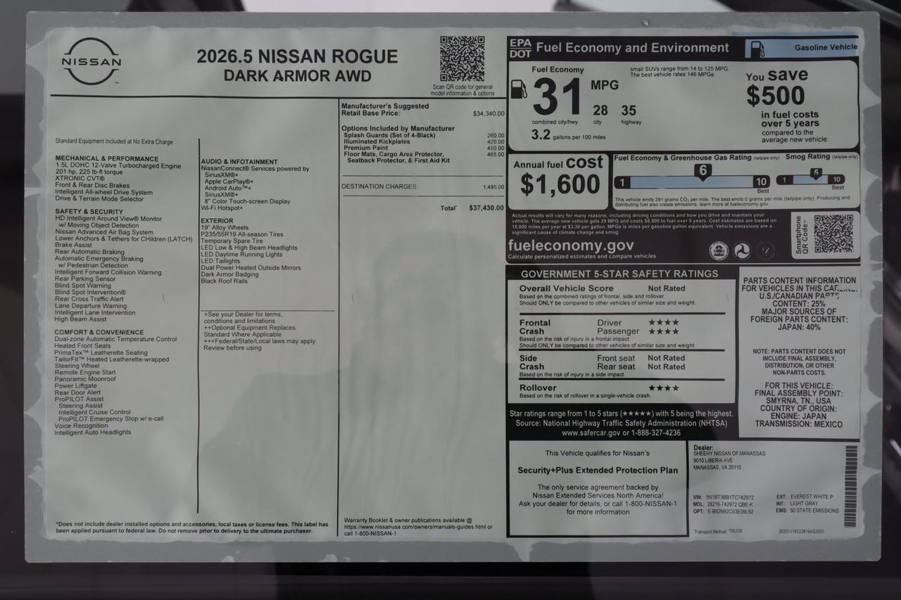 2026 Nissan Rogue Dark Armor Manassas VA