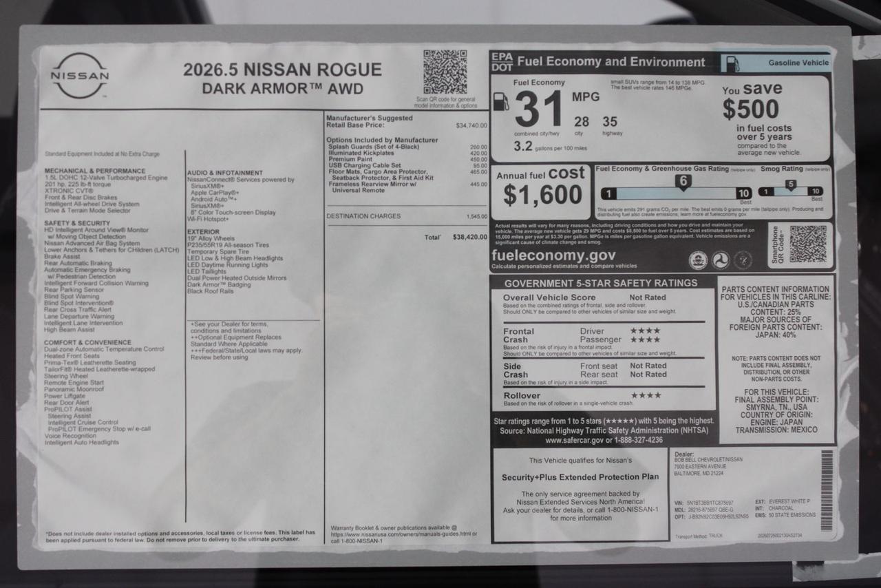 2026 Nissan Rogue Dark Armor Manassas VA