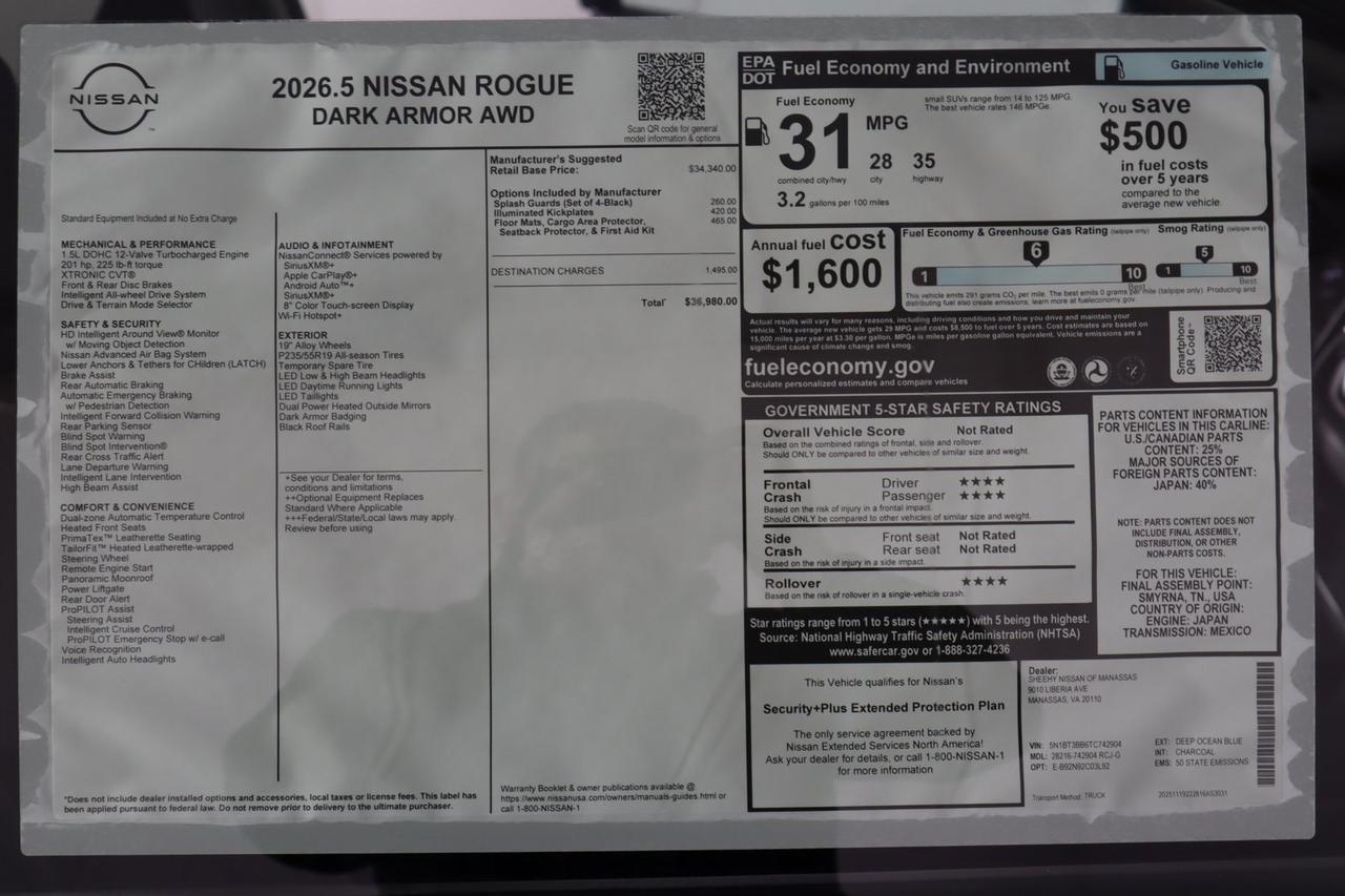 2026 Nissan Rogue Dark Armor Manassas VA