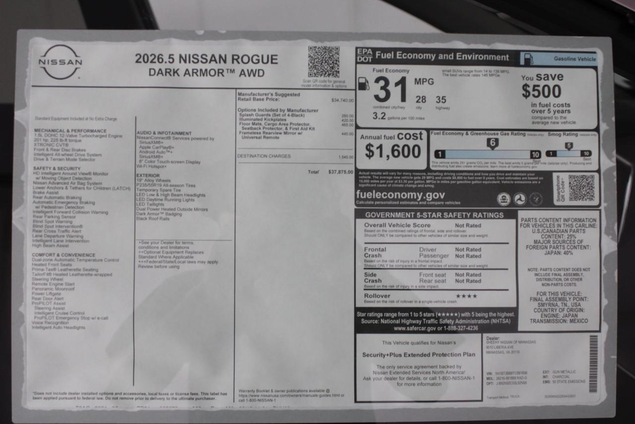 2026 Nissan Rogue Dark Armor Manassas VA