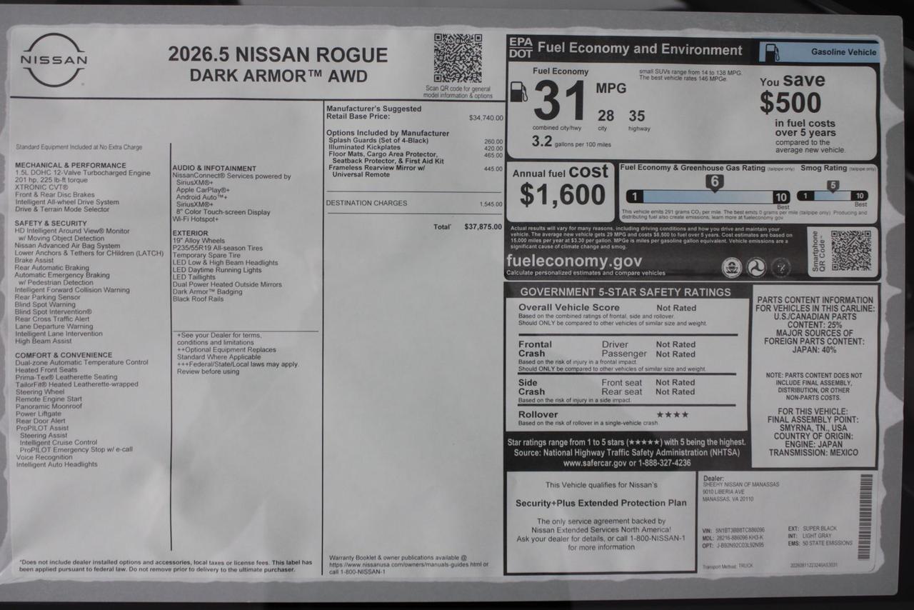 2026 Nissan Rogue Dark Armor Manassas VA