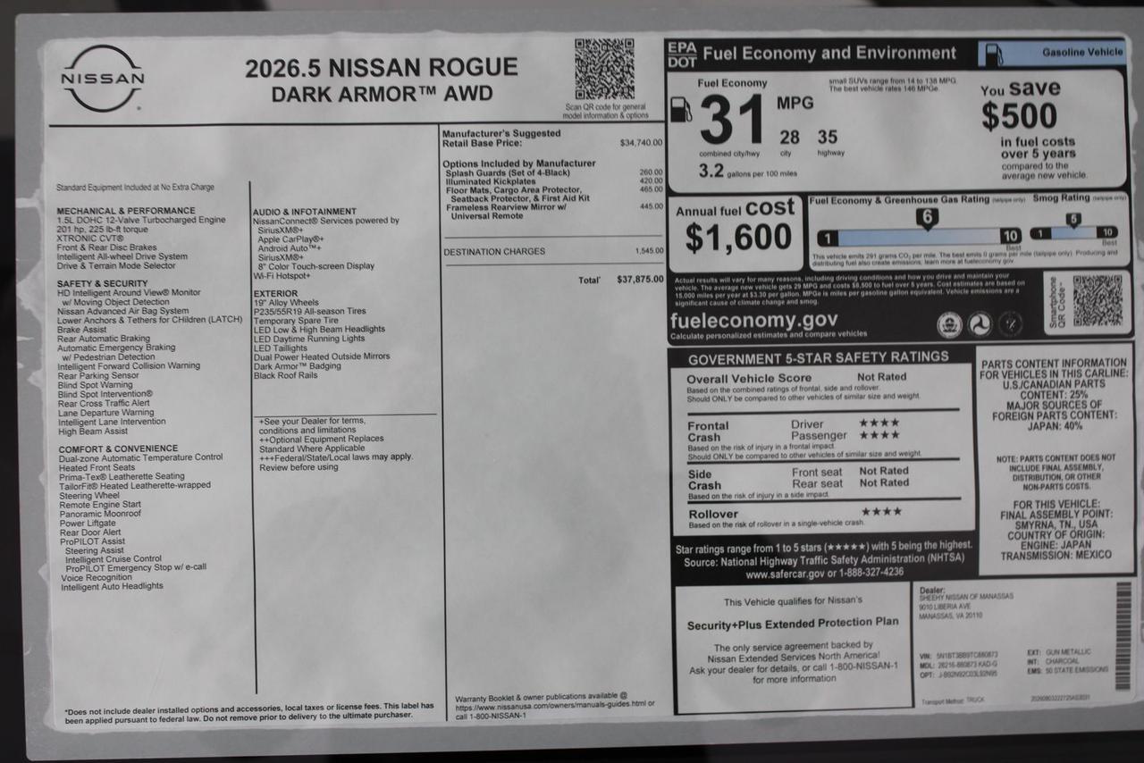 2026 Nissan Rogue Dark Armor Manassas VA