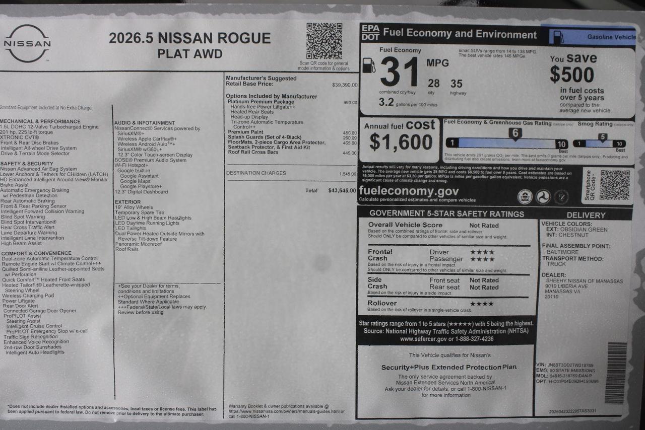 2026 Nissan Rogue Platinum Manassas VA