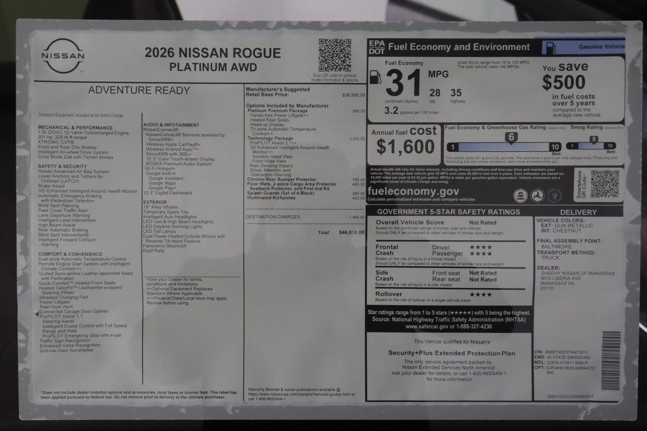 2026 Nissan Rogue Platinum Manassas VA