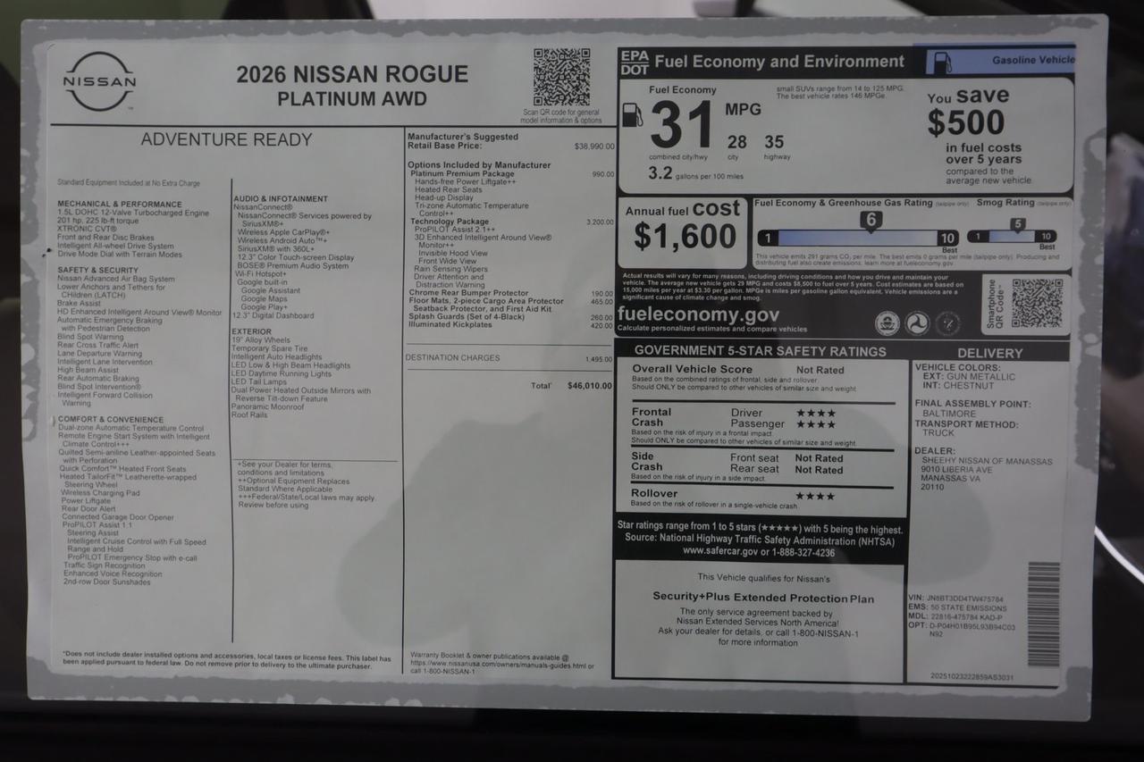 2026 Nissan Rogue Platinum Manassas VA