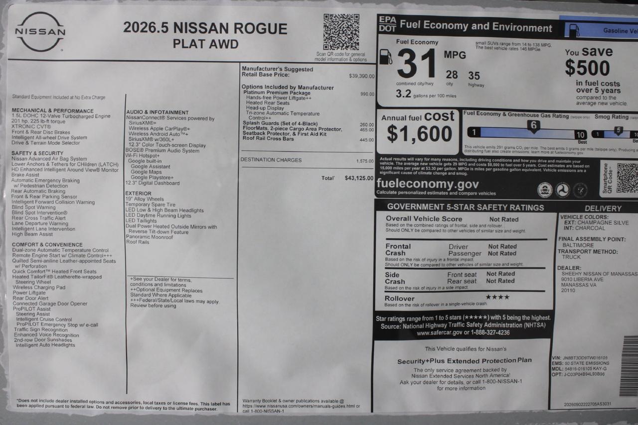 2026 Nissan Rogue Platinum Manassas VA