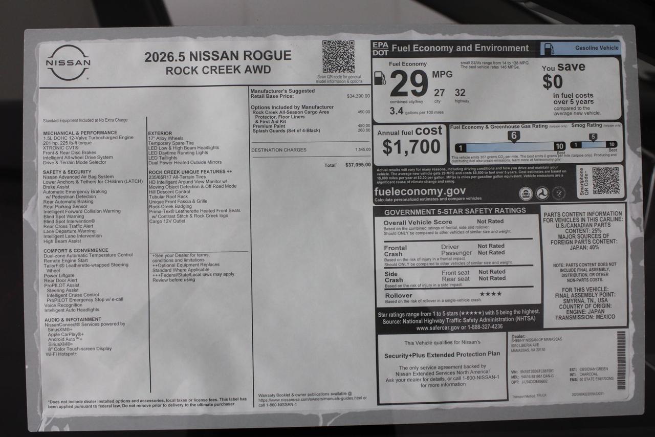 2026 Nissan Rogue Rock Creek Manassas VA