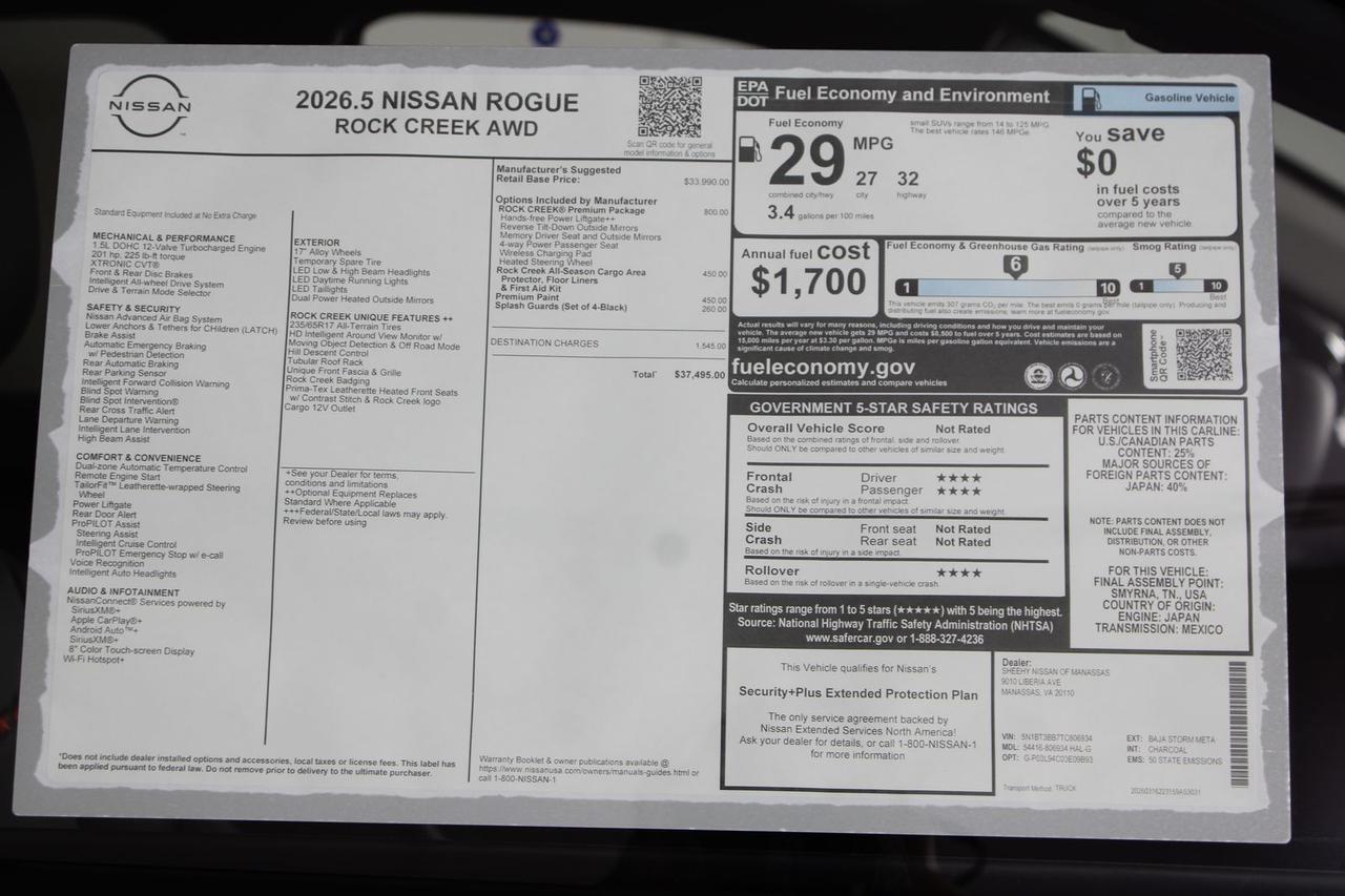 2026 Nissan Rogue Rock Creek Manassas VA