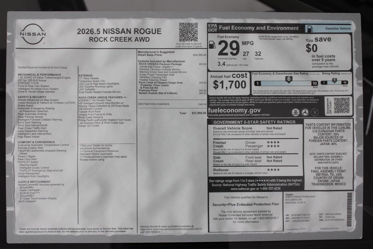 2026 Nissan Rogue Rock Creek Manassas VA