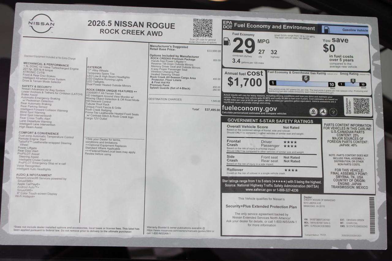 2026 Nissan Rogue Rock Creek Manassas VA