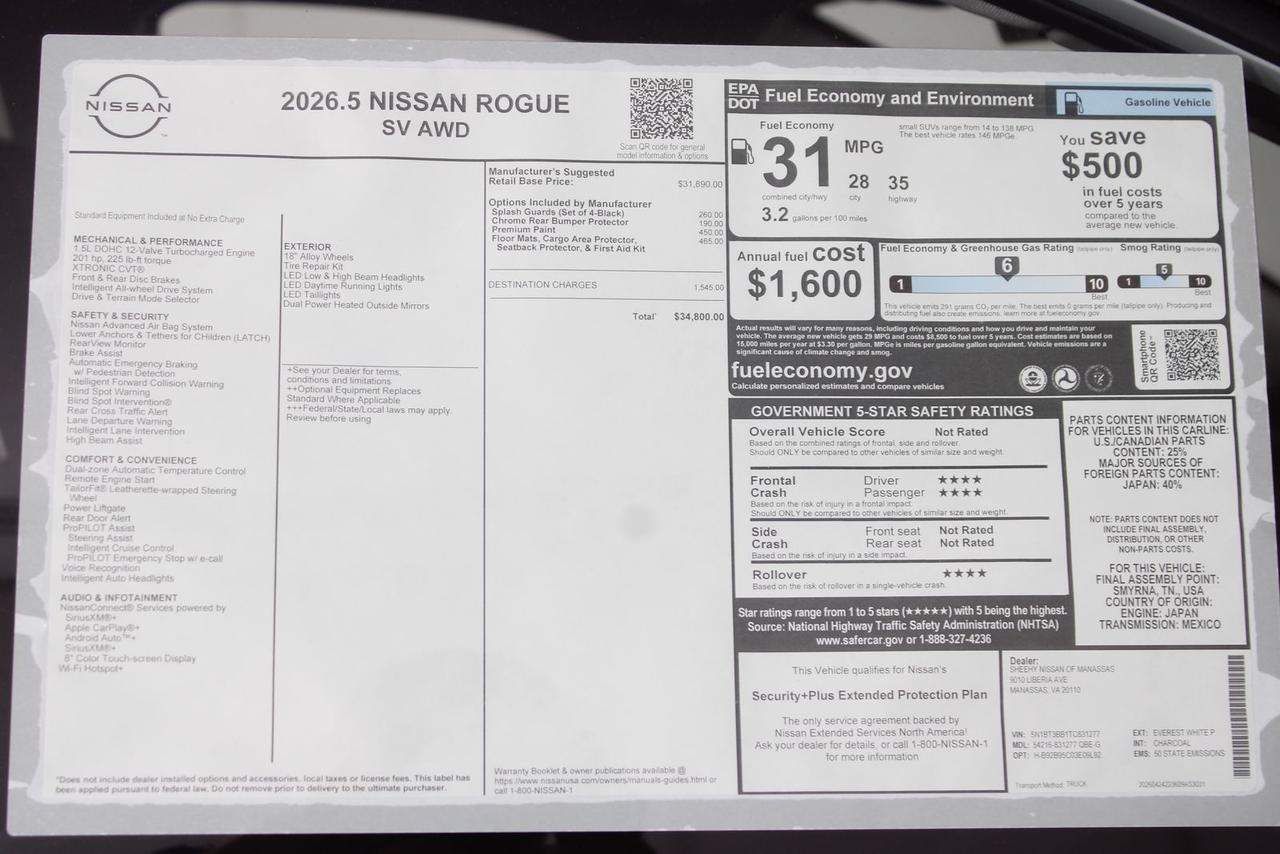 2026 Nissan Rogue SV Manassas VA