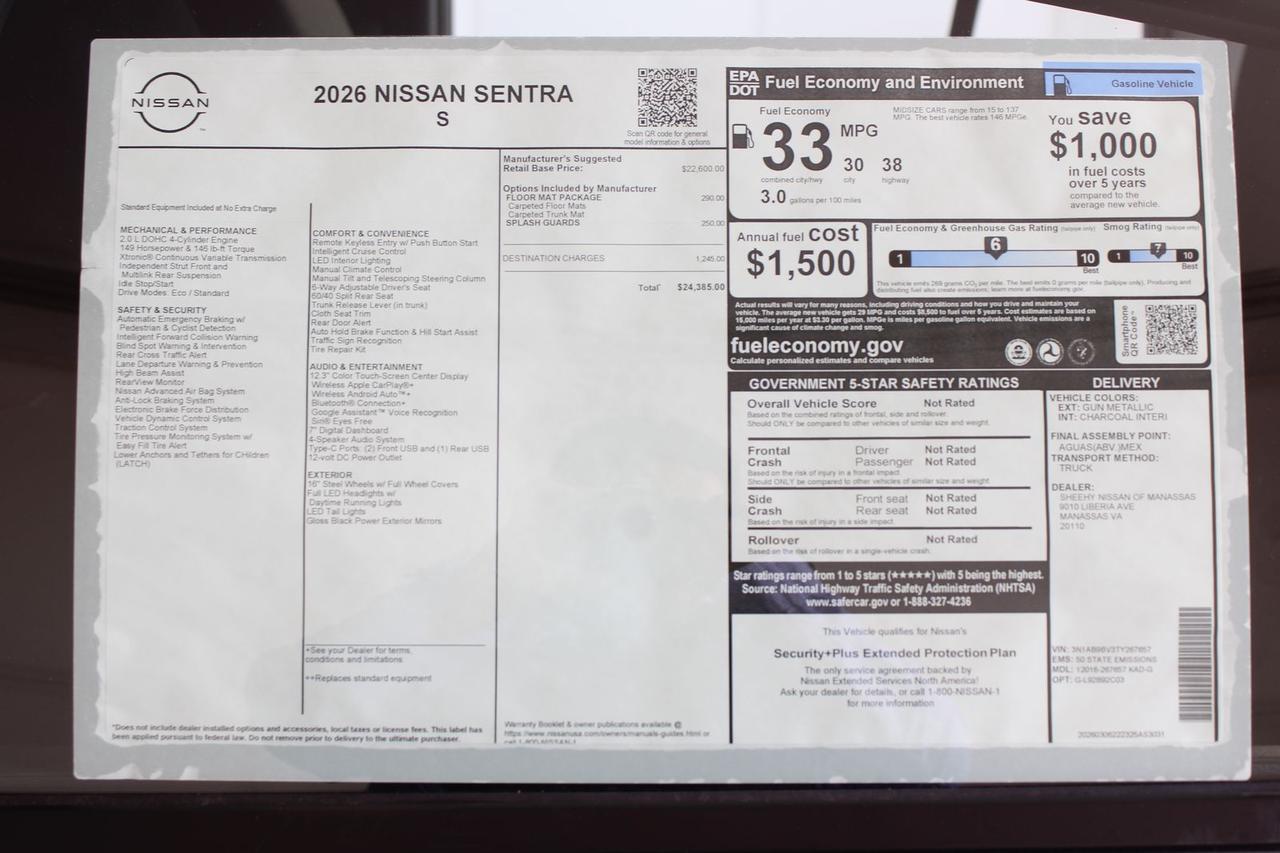 2026 Nissan Sentra S Manassas VA