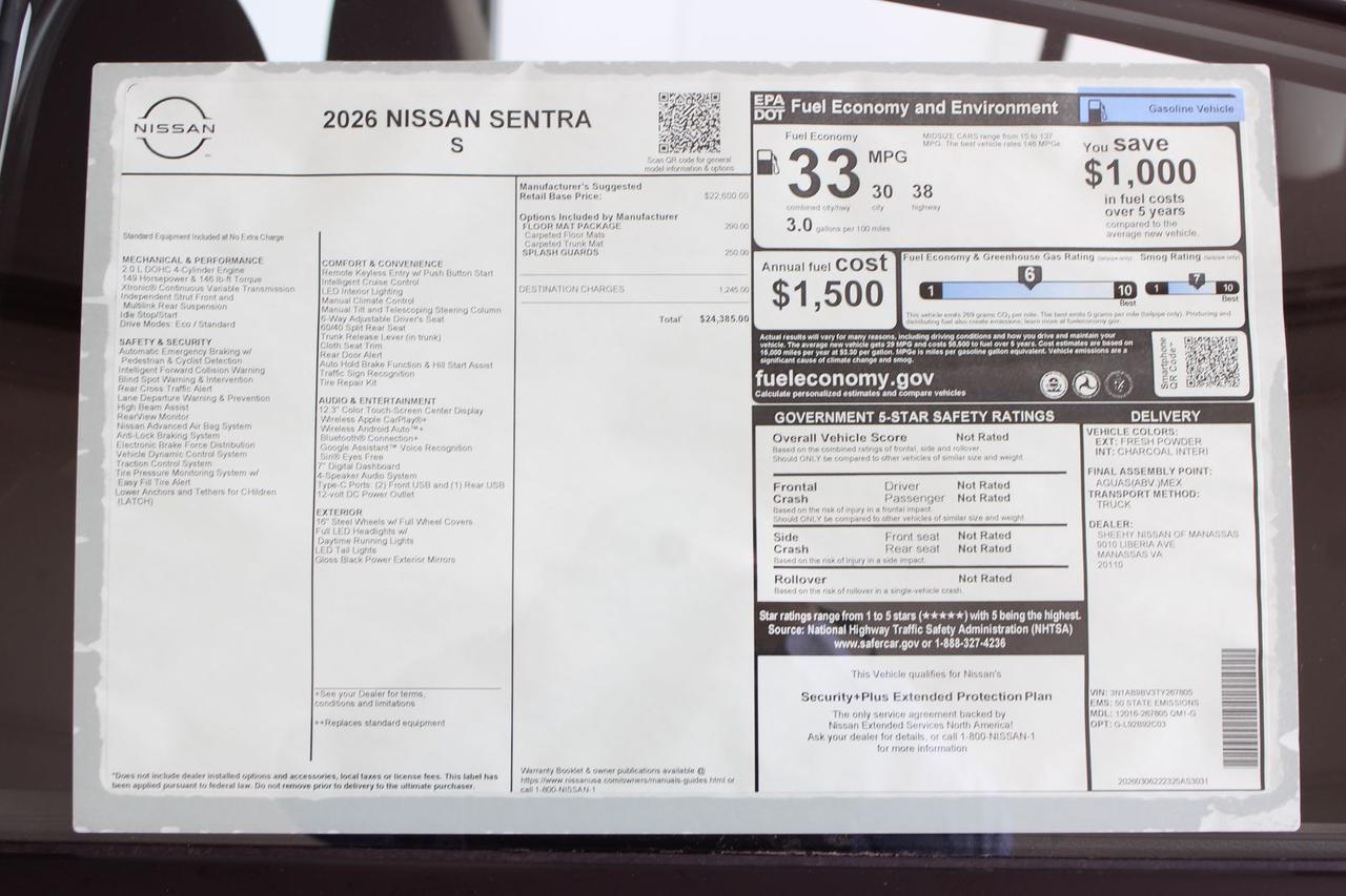 2026 Nissan Sentra S Manassas VA