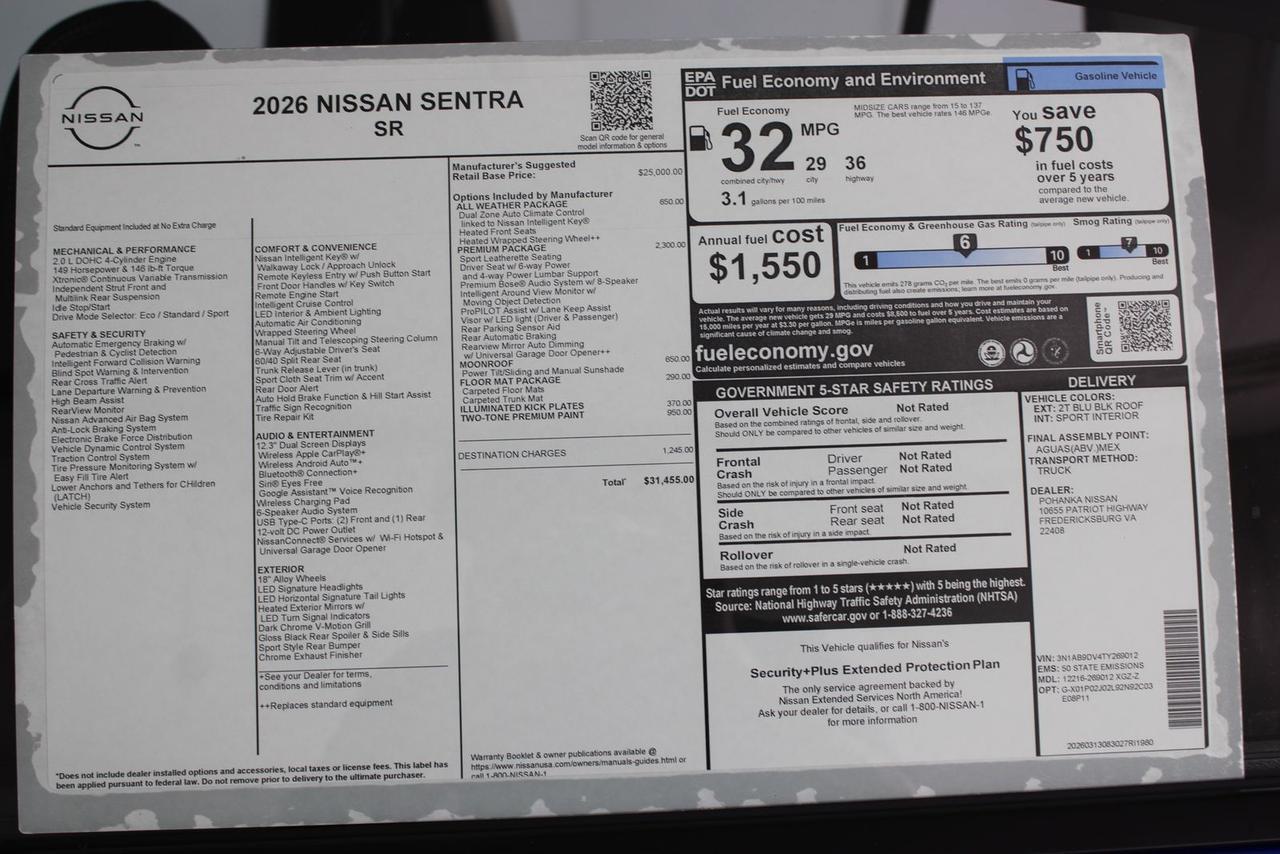 2026 Nissan Sentra SR Manassas VA