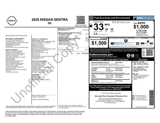 2026 Nissan Sentra SV Raleigh NC