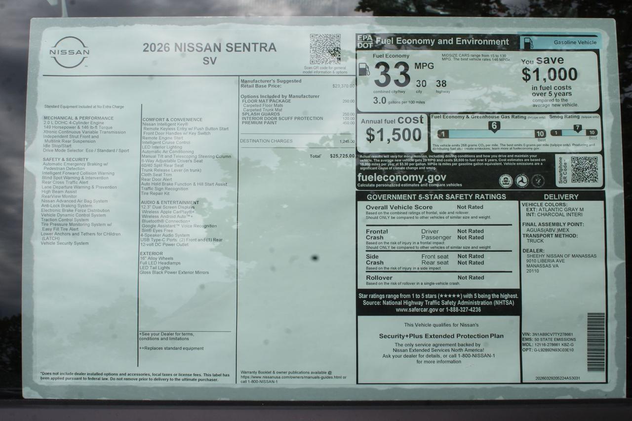 2026 Nissan Sentra SV Manassas VA