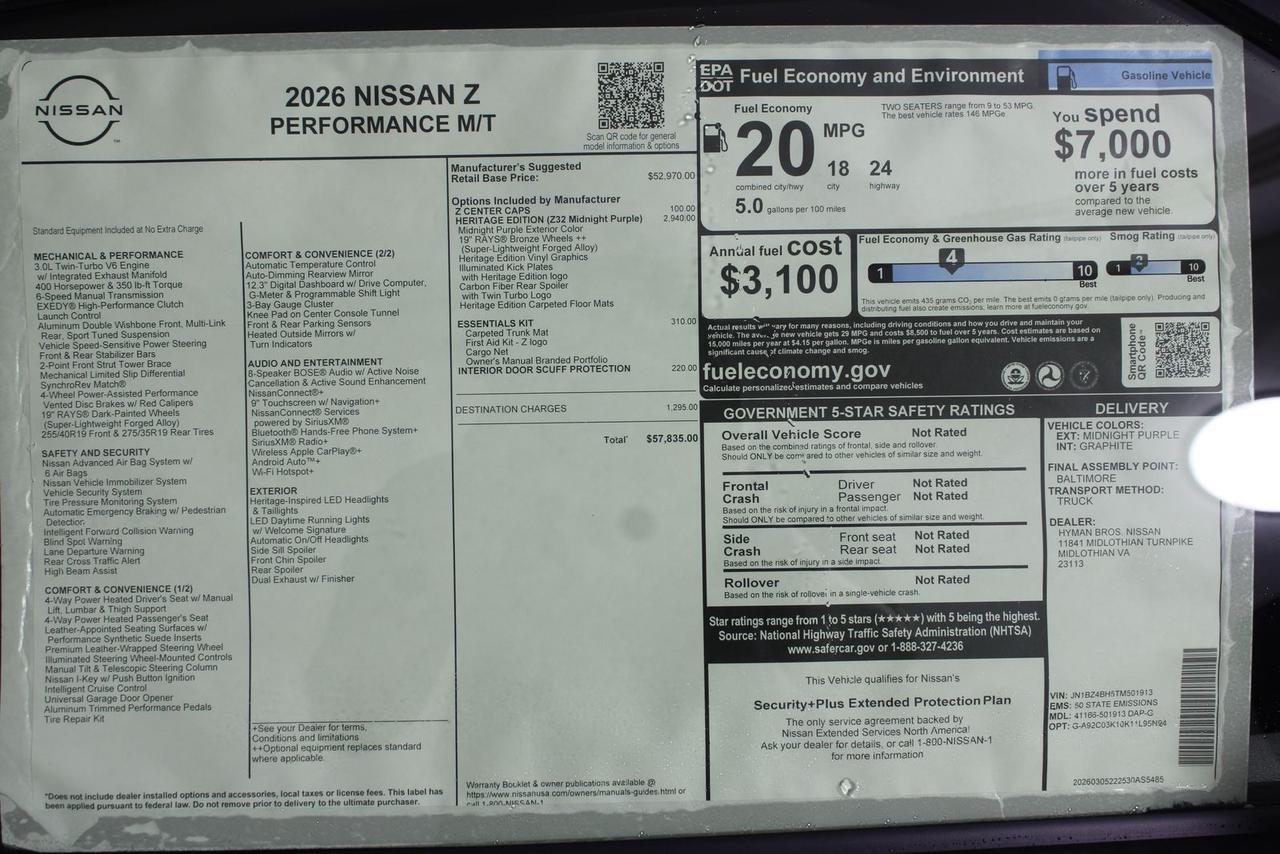 2026 Nissan Z Performance Manassas VA