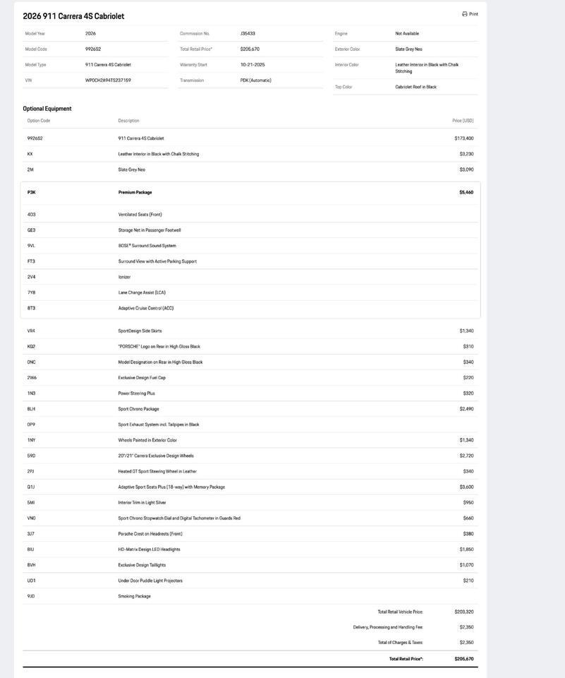 2026 Porsche 911 Carrera 4S Cabriolet Pompano Beach FL