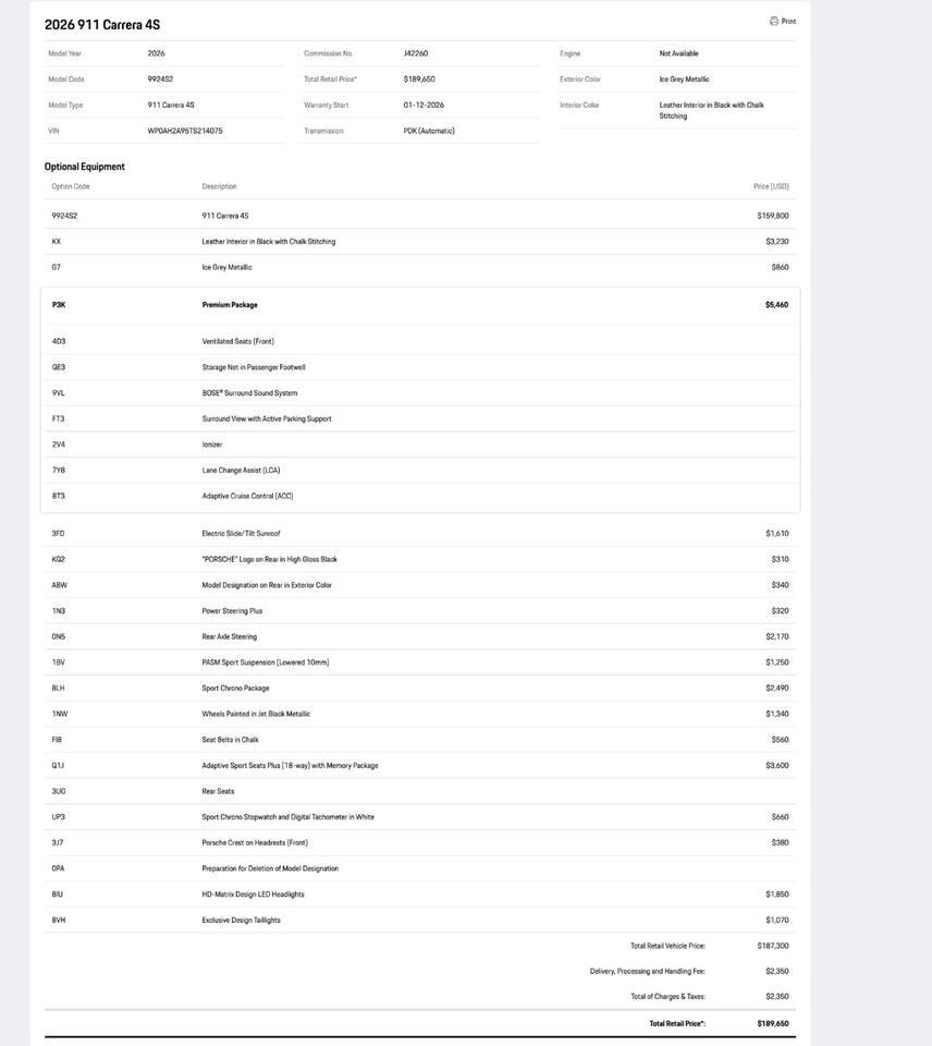 2026 Porsche 911 Carrera 4S Pompano Beach FL