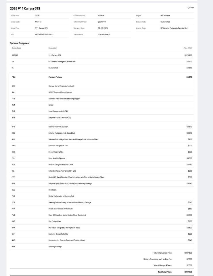 2026 Porsche 911 Carrera GTS Pompano Beach FL