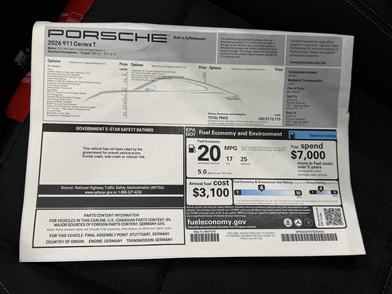 2026 Porsche 911 Carrera T Newark DE