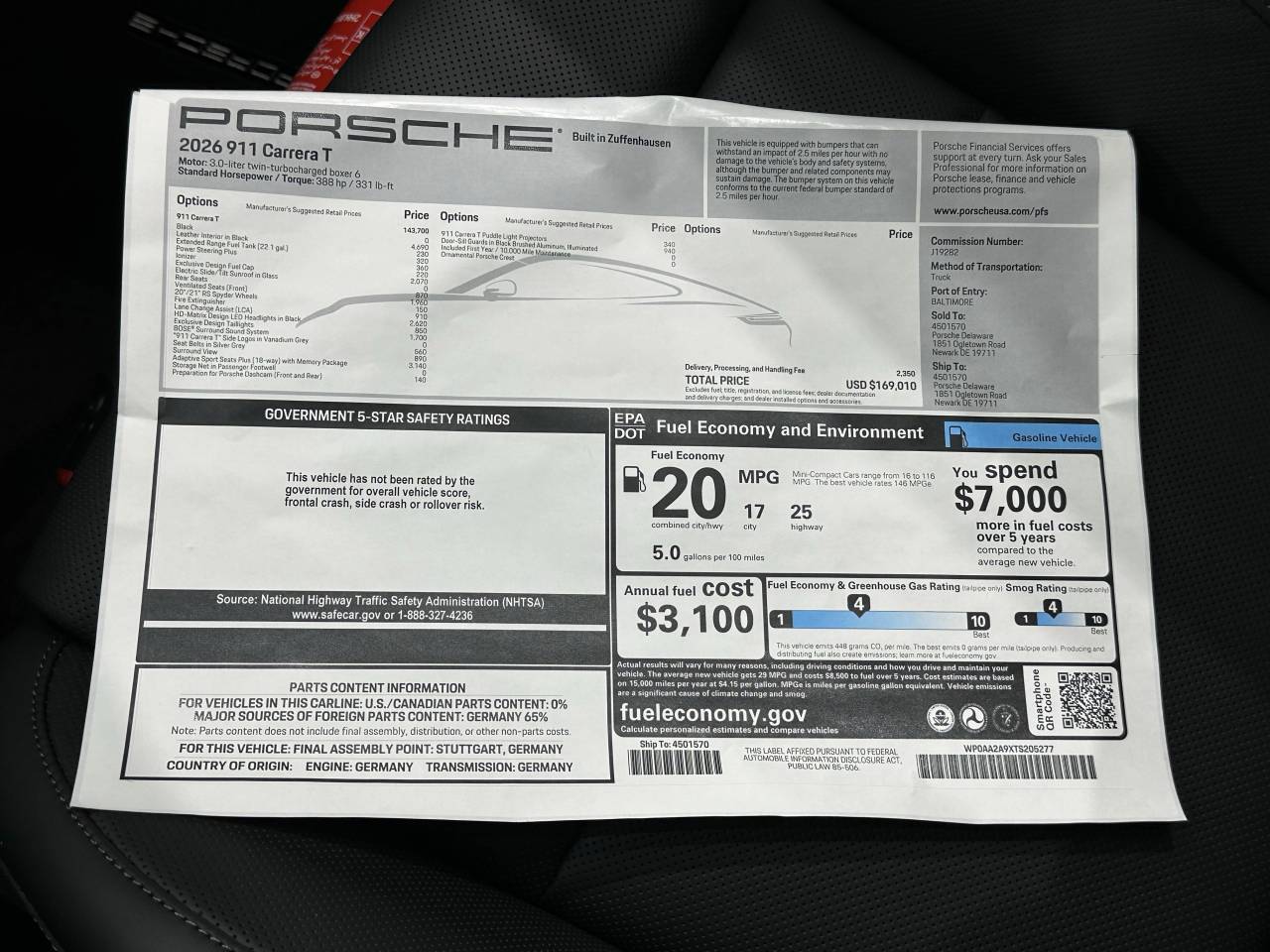 2026 Porsche 911 Carrera T Newark DE