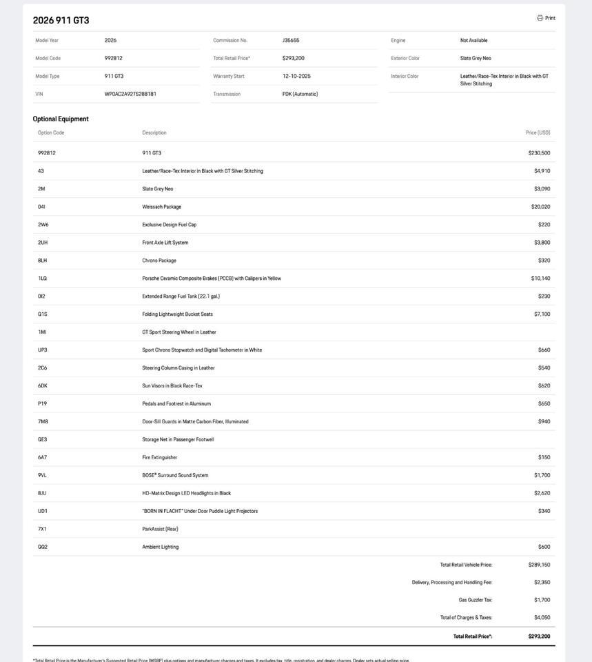2026 Porsche 911 GT3 Pompano Beach FL