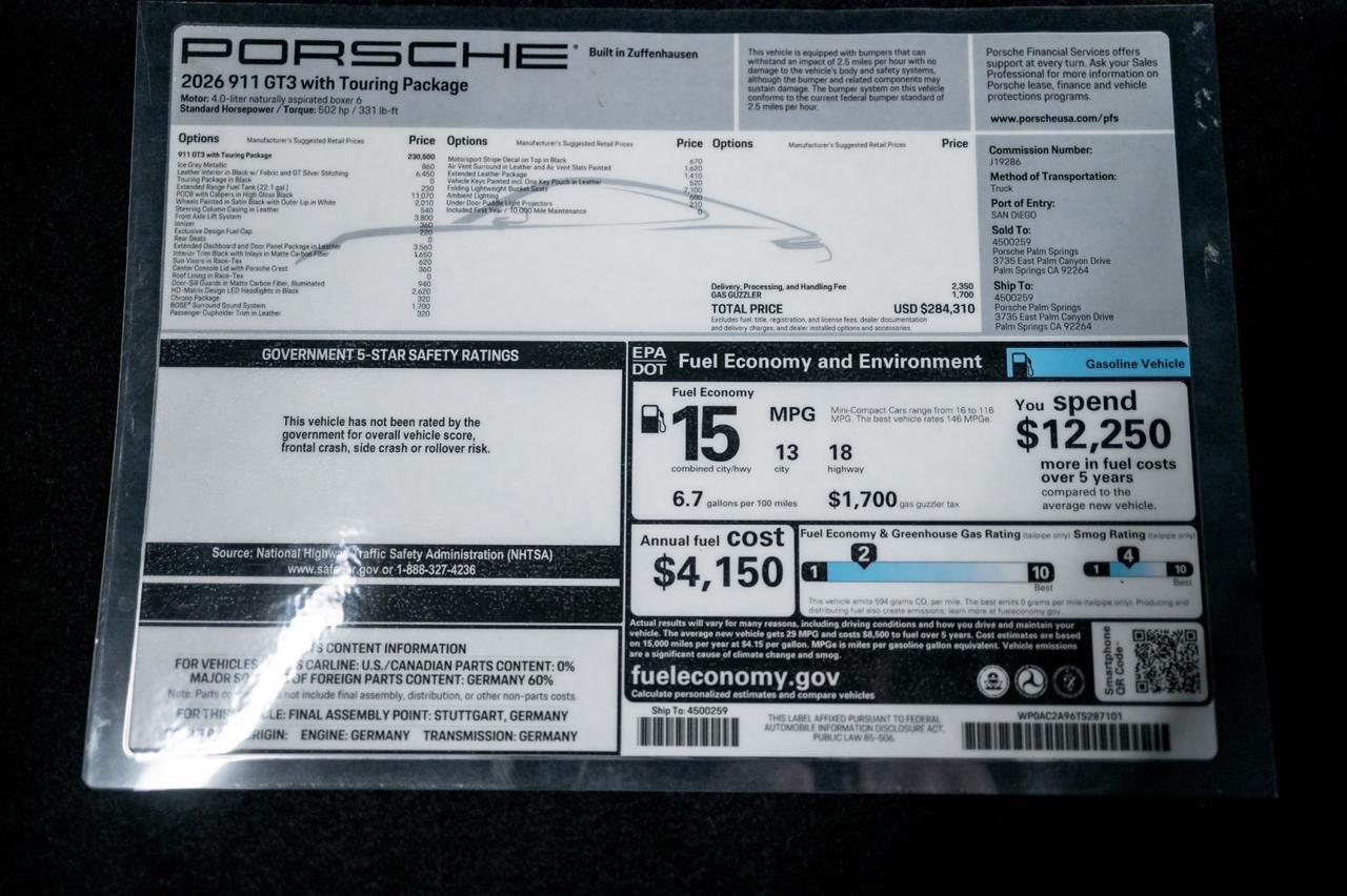 2026 Porsche 911 GT3 w/Touring Package