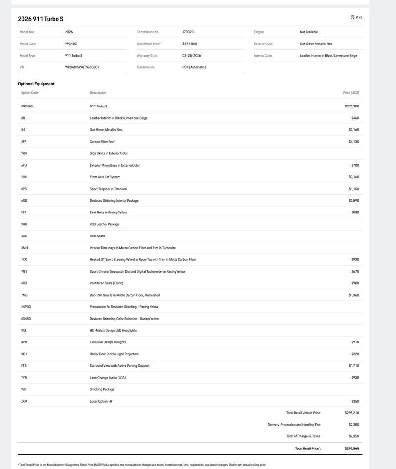 2026 Porsche 911 Turbo S Pompano Beach FL