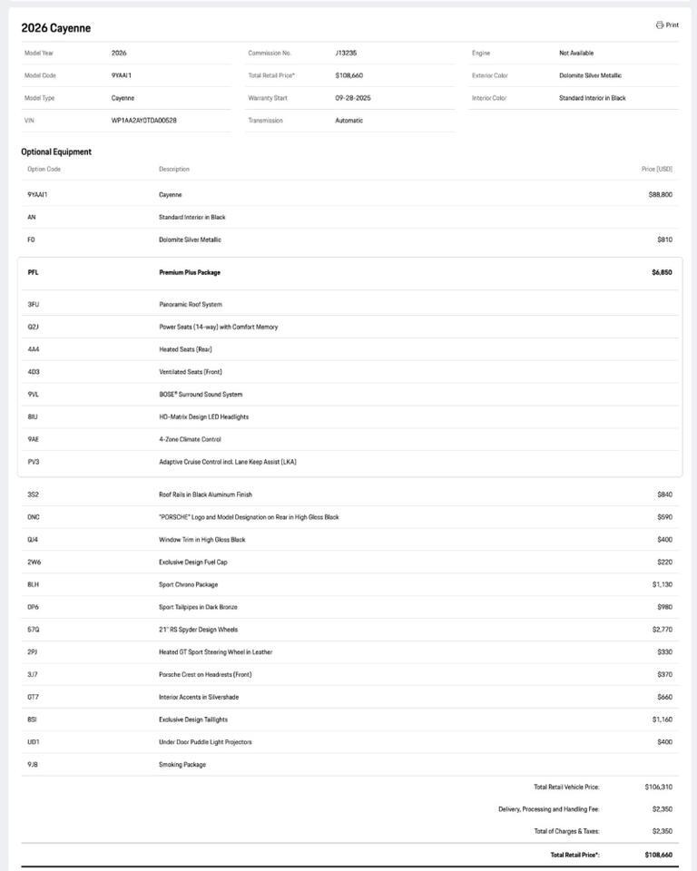 2026 Porsche Cayenne Pompano Beach FL