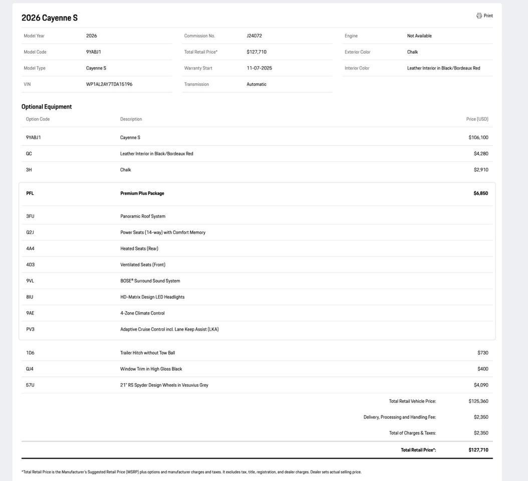 2026 Porsche Cayenne S Pompano Beach FL