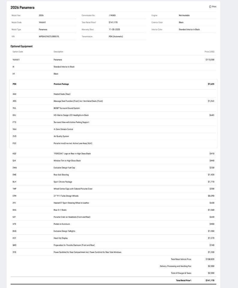 2026 Porsche Panamera Pompano Beach FL