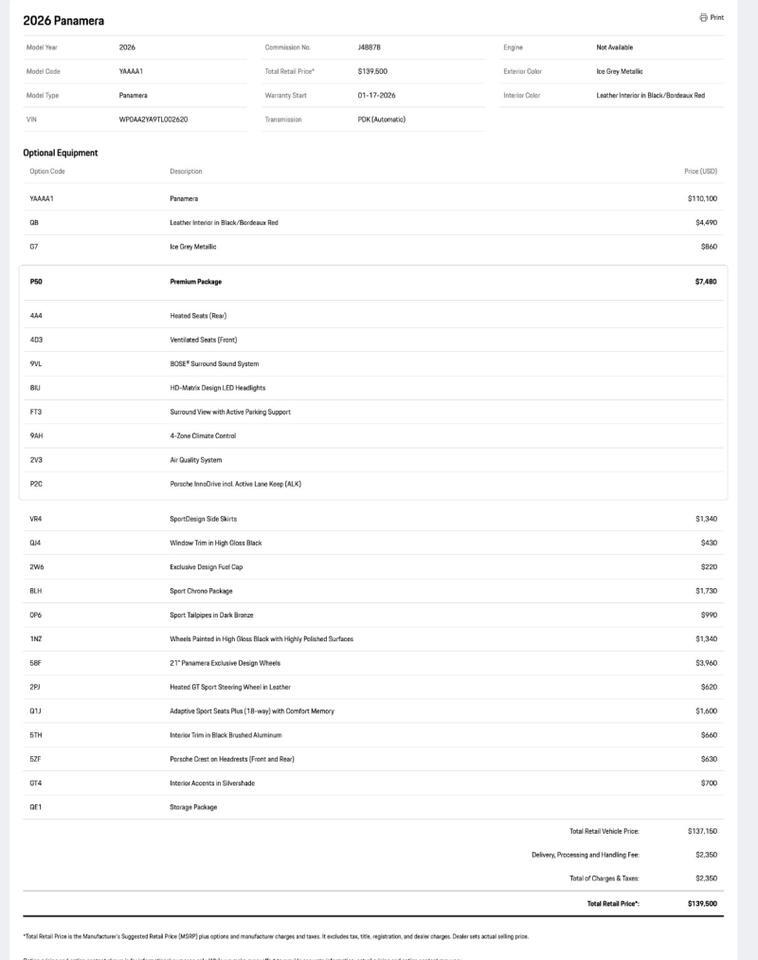 2026 Porsche Panamera Pompano Beach FL