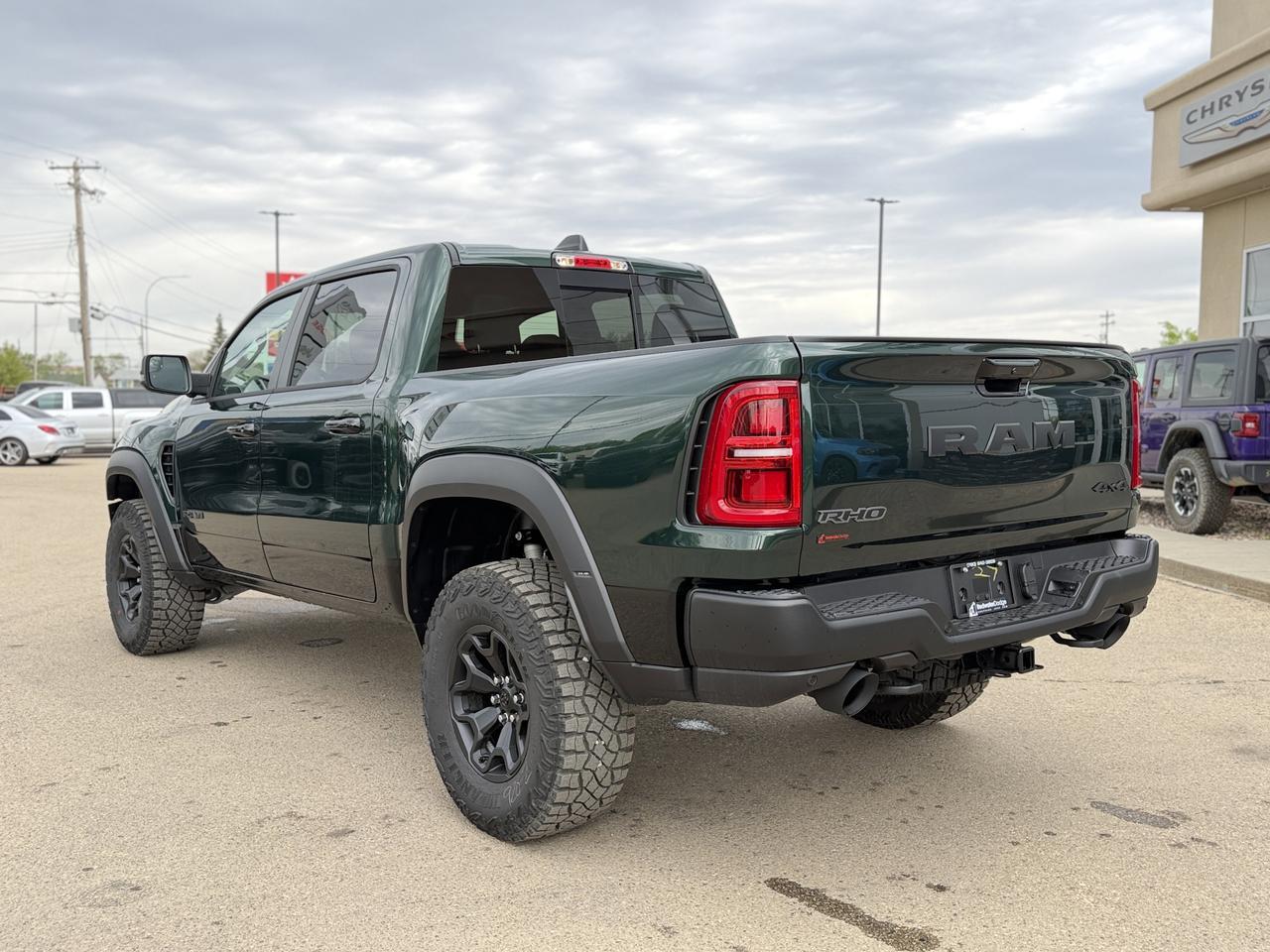 2026 Ram 1500 RHO Crew Cab 4x4 | Serrano Green | 3L Twin Turbo | Black Leather | NAV | 12IN Display | Remote Start Redwater AB