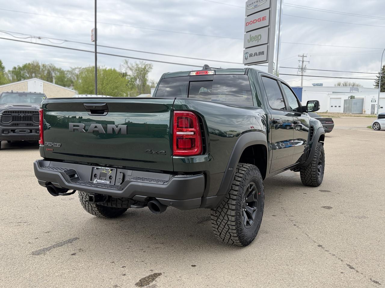2026 Ram 1500 RHO Crew Cab 4x4 | Serrano Green | 3L Twin Turbo | Black Leather | NAV | 12IN Display | Remote Start Redwater AB