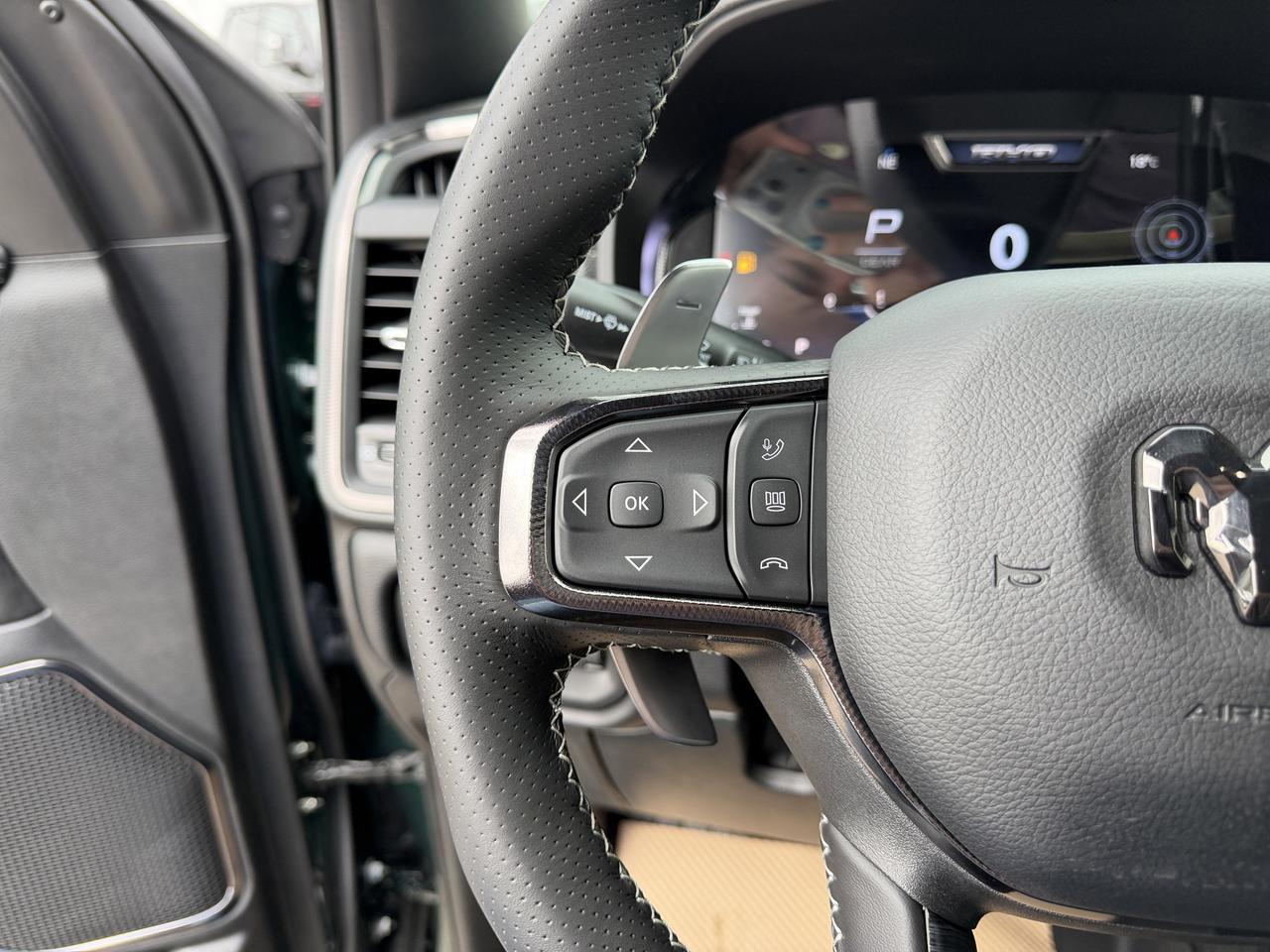 2026 Ram 1500 RHO Crew Cab 4x4 | Serrano Green | 3L Twin Turbo | Black Leather | NAV | 12IN Display | Remote Start Redwater AB