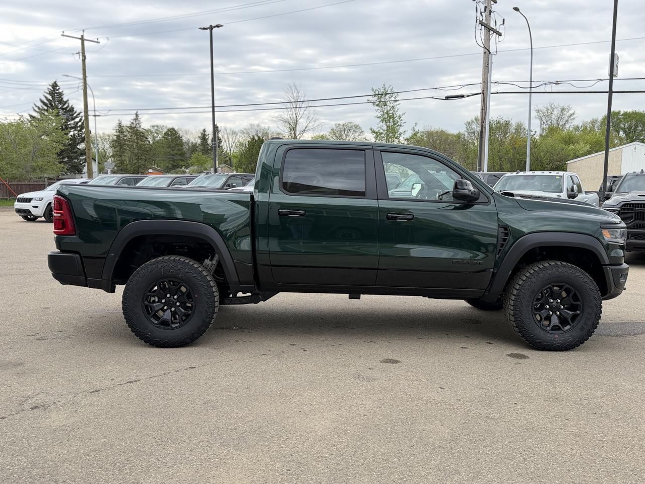 2026 Ram 1500 RHO Crew Cab 4x4 | Serrano Green | 3L Twin Turbo | Black Leather | NAV | 12IN Display | Remote Start Redwater AB