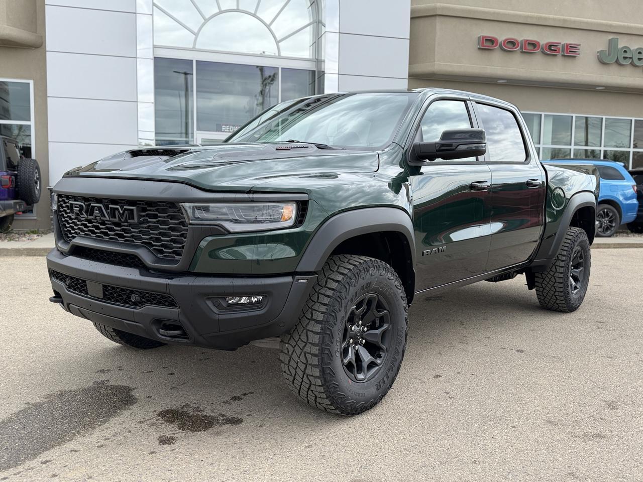 2026 Ram 1500 RHO Crew Cab 4x4 | Serrano Green | 3L Twin Turbo | Black Leather | NAV | 12IN Display | Remote Start Redwater AB