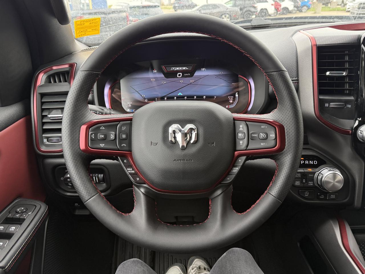 2026 Ram 1500 Rebel Crew Cab 4x4 | 3L Hurricane | Black Red Interior | NAV | 12IN Display | Heated Seats Redwater AB