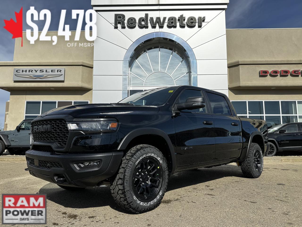 2026 Ram 1500 Rebel Crew Cab 4x4 | 3L Hurricane | NAV | Backup Camera | SiriusXM Redwater AB