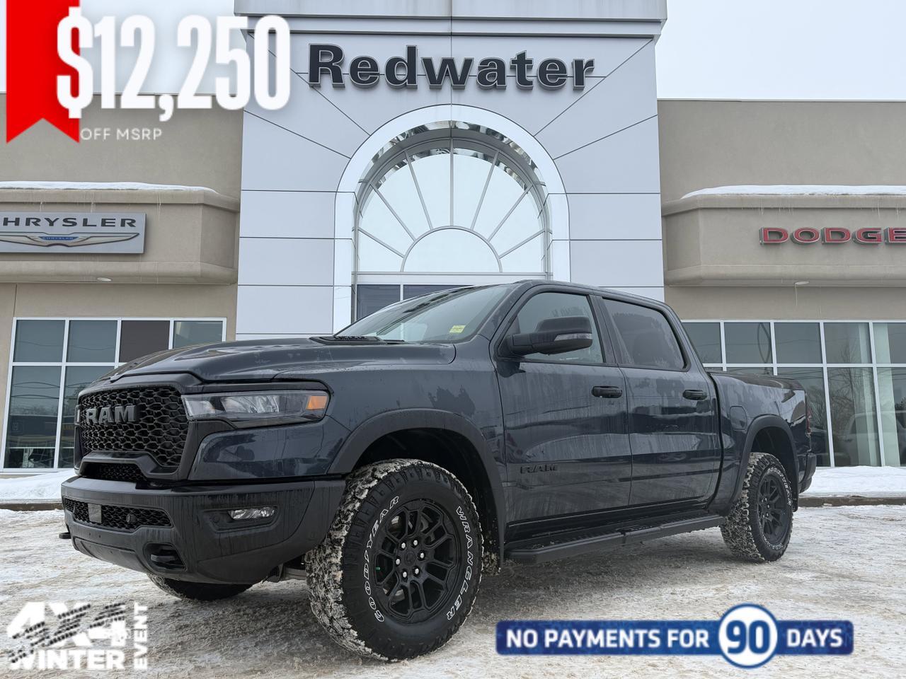 2026 Ram 1500 Rebel Crew Cab 4x4 | 3L Twin Turbo | NAV | Remote Start | Towing | Rearview Camera | Cloth Seats