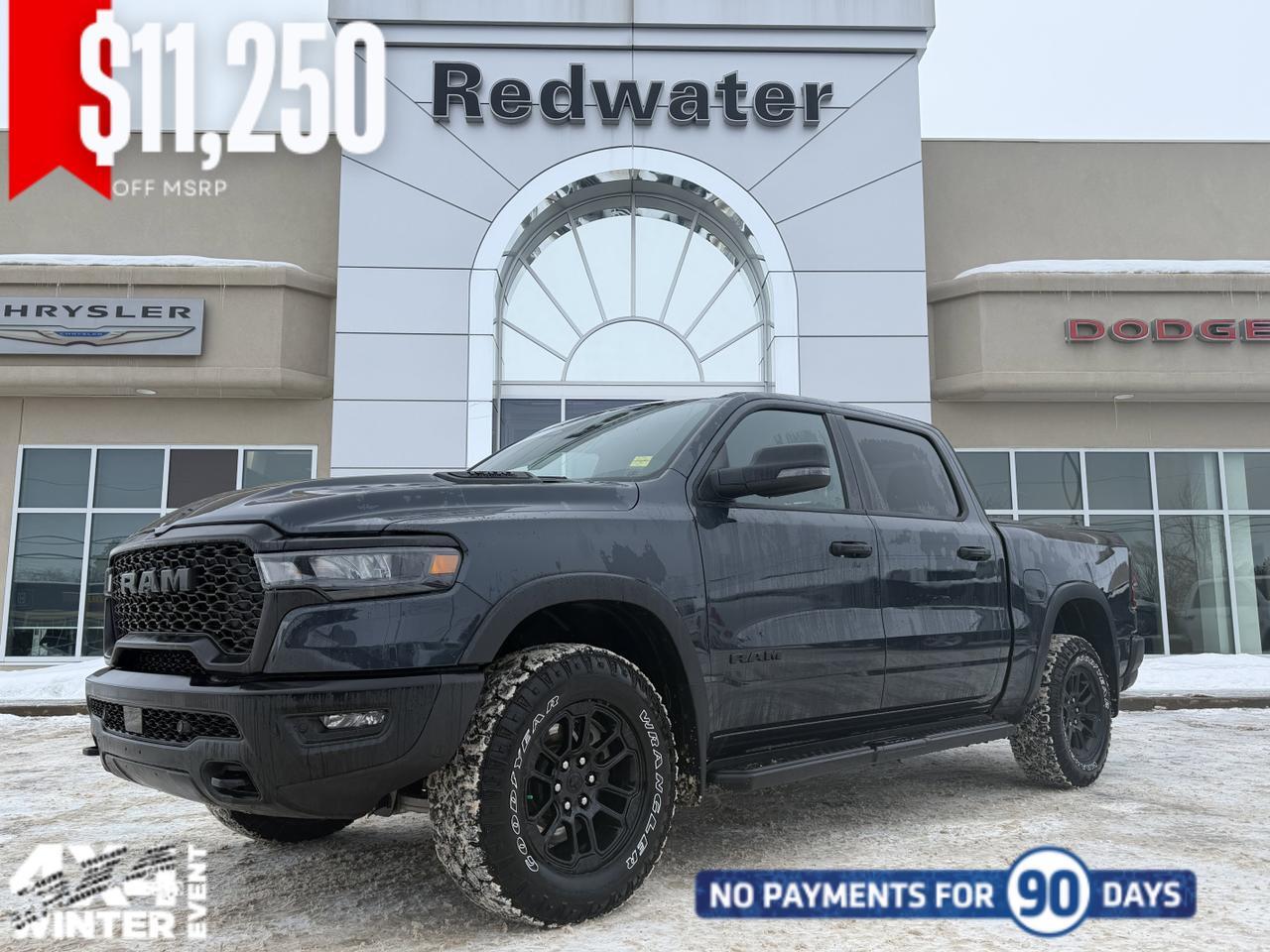 2026 Ram 1500 Rebel Crew Cab 4x4 | 3L Twin Turbo | NAV | Remote Start | Towing | Rearview Camera | Cloth Seats
